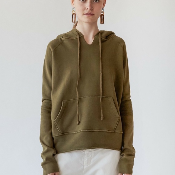 Nili Lotan Janie Hoodie Sweatshirt in Original Army Green Color Size S - Picture 1 of 10